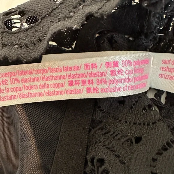 PINK Victoria’s Secret Lace Bralette Black Large Strappy Back Bralette Bra Top - Picture 8 of 11